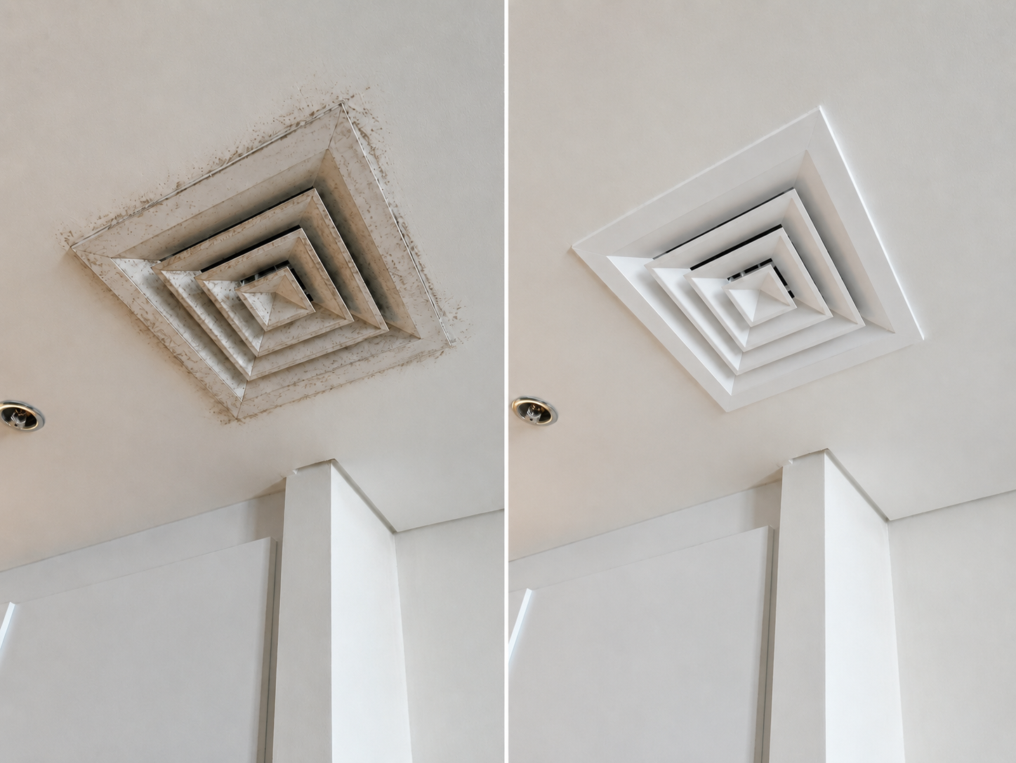 AC diffuser and vent cleaning before and after result in Dubai by AirChill AC