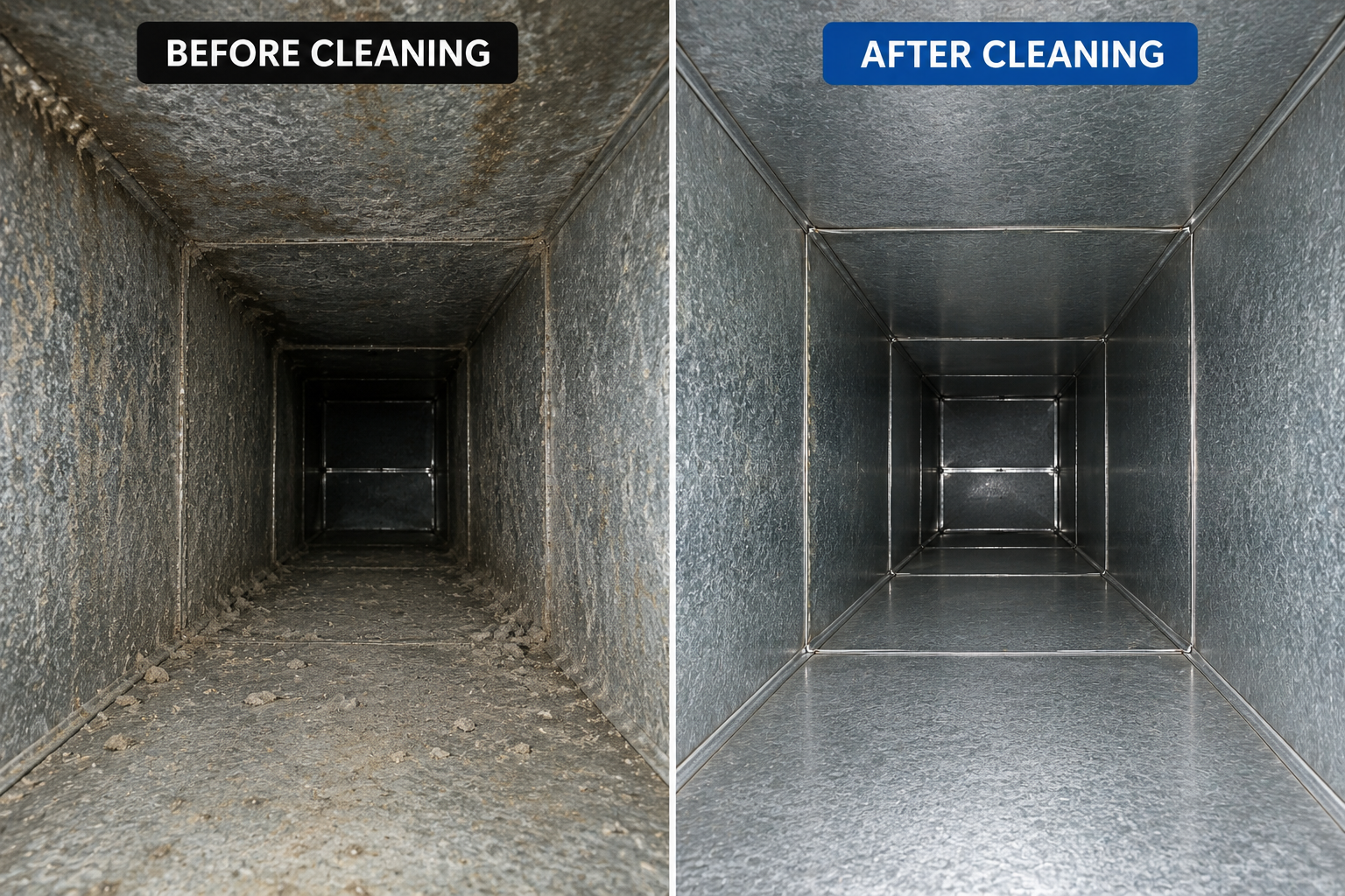 AC duct cleaning before and after result in Dubai by AirChill AC